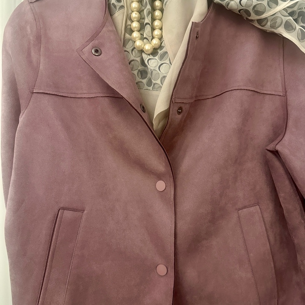 Spring Jackets! Chico's Lavender faux Suede Jacket with stretch . Chicos Size 1.